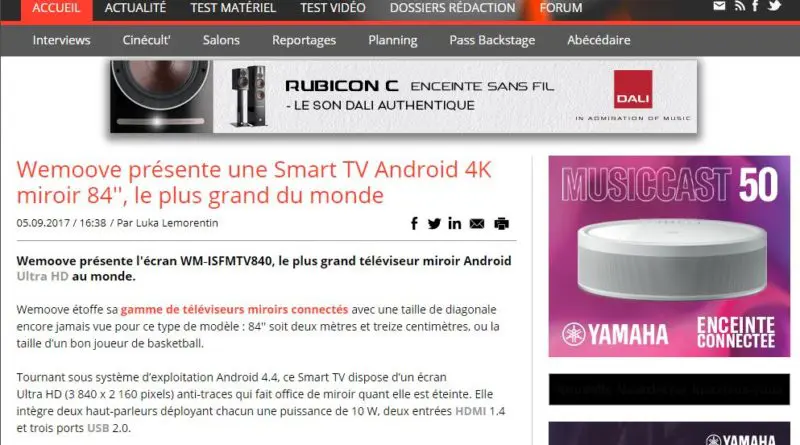 Article AVCesar - WEMOOVE Smart TV the biggest in the world