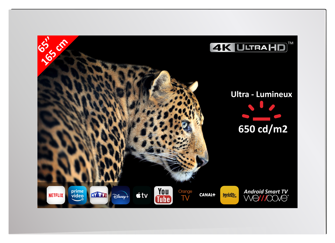 Smart Android TV Espelho ultra-brilhante de 165 cm